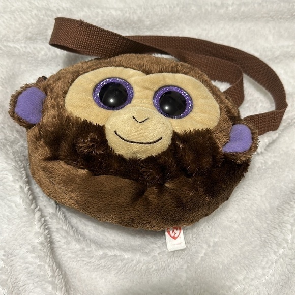 TY Monkey “Coconut” Kids Purse with Small Tear on Strap - Picture 3 of 5